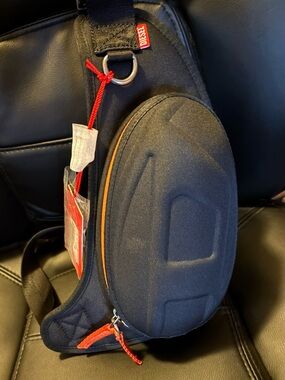Diesel Black Sling Belt Bag with Orange Accents